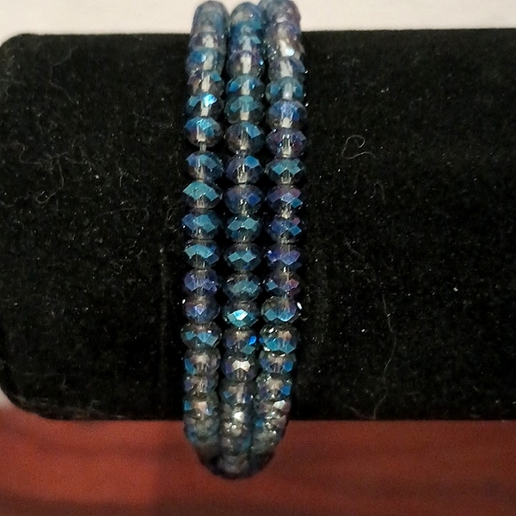 !!Swarovski!!Blue Crystal Set. Long Necklace, Bracelet, Earrings, NWOT - Picture 8 of 9